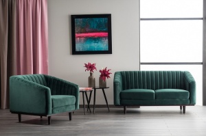 CANAPEA ASPREY 2 BLUVEL 78, VERDE, TAPITATA IN STOFA/CATIFEA, STL MODERN, SIGNAL - Img 2