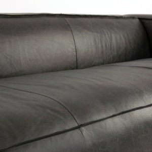 CANAPEA EXETER REF. 24212, CULOARE NEAGRA, STIL CLASIC, DIN LEMN MASIV DE FRASIN SI PIELE, VIC - Img 3