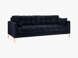 CANAPEA MAMAIA, 3 LOCURI, 177 CM, ALBASTRU INCHIS 89/AURIU, TAPITERIE DIN CATIFEA, DESIGN DEOSEBIT