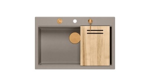 CHIUVETA BUCATARIE REA MARC 110 WORKSTATION, BEJ/AURIU, DIN GRANIT, CALITATE SUPERIOARA