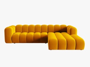 COLTAR MODULAR LUPIN, DREAPTA, 4 LOCURI, 288 CM, GALBEN 10, TAPITERIE DIN CATIFEA, DESIGN DEOSEBIT
