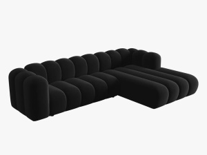 COLTAR MODULAR LUPIN, DREAPTA, 4 LOCURI, 288 CM, NEGRU 19, TAPITERIE DIN CATIFEA, DESIGN DEOSEBIT - Img 3