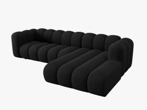 COLTAR MODULAR LUPIN, DREAPTA, 4 LOCURI, 288 CM, NEGRU 19, TAPITERIE CHENILLE, DESIGN DEOSEBIT - Img 4