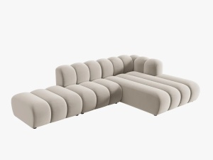 COLTAR MODULAR LUPIN, DREAPTA, 5 LOCURI, 294 CM, BEJ 1, TAPITERIE DIN CATIFEA, DESIGN DEOSEBIT - Img 3
