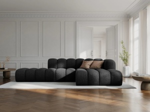 COLTAR MODULAR LUPIN, DREAPTA, 5 LOCURI, 294 CM, NEGRU 19, TAPITERIE CHENILLE, DESIGN DEOSEBIT