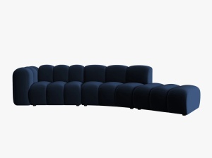 COLTAR SEMIROTUND LUPIN, DREAPTA, 5 LOCURI, 335 CM, ALBASTRU ROYAL 5, TAPITERIE DIN CATIFEA, DESIGN DEOSEBIT