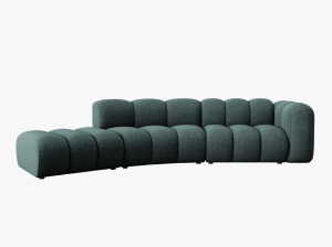 COLTAR SEMIROTUND LUPIN, STANGA, 5 LOCURI, 335 CM, VERDE PETROL 78, TAPITERIE CHENILLE, DESIGN DEOSEBIT - Img 2
