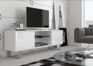 COMODA ALBA TV CU LED SI TELECOMANDA KING 2 - DESIGN MODERN
