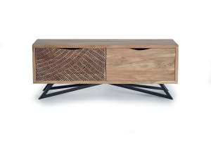 COMODA TV 1093, MARO/NEGRU, DIN LEMN DE ACACIA SI METAL, STIL INDUSTRIAL G&C