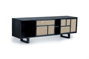 COMODA TV 1114, NEGRU, DIN LEMN DE MANGO, STIL VINTAGE G&C - Img 4
