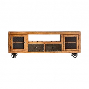COMODA TV ANTRIM REF. 28927, DIN LEMN MASIV DE MANGO SI OTEL, STIL VINTAGE, VIC