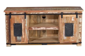 COMODA TV MADRAS 6359, MARO/ MULTICOLOR, DIN LEMN RECICLAT/METAL, STIL INDUSTRIAL G&C