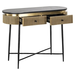 CONSOLA IRONVILLE, 100 CM, NEGRU/AURIU, DIN MDF, MARMURA SI METAL, RICHMOND INTERIORS - Img 3