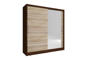 DULAP DORMITOR MAJA I ALU 200 STEJAR SONOMA + CIOCOLATIU DESIGN MODERN PSK