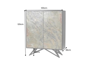 DULAP LIVING 120CM, MOUNTAIN SOUL, ASPECT DE PIATRA/MARO, DIN LEMN MASIV DE SALCAM SI FURNIR CU ASPECT DE PIATRA SI CADRUL DIN METAL - Img 6