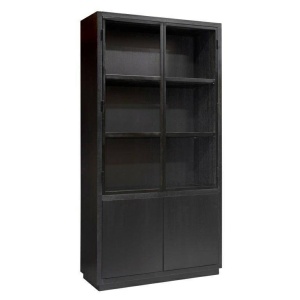 DULAP/ORGANIZATOR OAKURA, 230 CM, NEGRU, DIN FURNIR DE STEJAR, STIL INDUSTIAL, B2