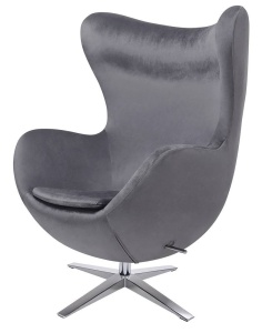 FOTOLIU CONFORTABIL EGG SZEROKI VELVET, GRI INCHIS 40/CROM, DIN CATIFEA SI METAL, STIL MODERN B2