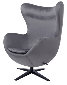 FOTOLIU CONFORTABIL EGG SZEROKI VELVET, GRI INCHIS 40/NEGRU, DIN CATIFEA SI METAL, STIL MODERN B2