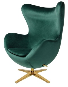 FOTOLIU CONFORTABIL EGG SZEROKI VELVET, VERDE INCHIS 18/AURIU, DIN CATIFEA SI METAL, STIL MODERN B2