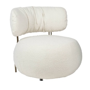 FOTOLIU LOW TEDDY, ALB/MARO, TAPITERIE DIN TEXTIL PLUSAT, STIL MODERN, B2 - Img 2