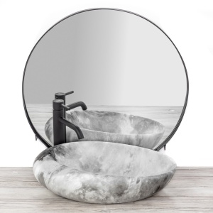 LAVOAR REA ROXY C, STONE LIGHT GREY, EFECT DE PIATRA GRI DESCHIS, 49CM, DIN CERAMICA, CALITATE SUPERIOARA