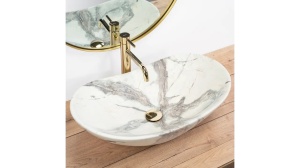 LAVOAR REA ROYAL, SAND, 62,5 CM, EFECT DE MARMURA ALBA, DIN CERAMICA, CALITATE SUPERIOARA