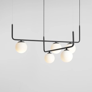 LUSTRA ARTEMIDA, 5 BRATE, 120 CM, NEAGRA, DIN STICLA SI METAL, STIL MODERN