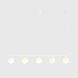 LUSTRA BERYL, 5 BRATE, 120 CM, ALBA, DIN STICLA SI METAL, STIL MODERN