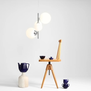 LUSTRA BLOOM, 4 BRATE, 120 CM, CROM, DIN STICLA SI METAL, STIL MODERN - Img 5