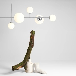 LUSTRA DIONE, 6 BRATE, 110 CM, CROM, DIN STICLA SI METAL, STIL MODERN - Img 2