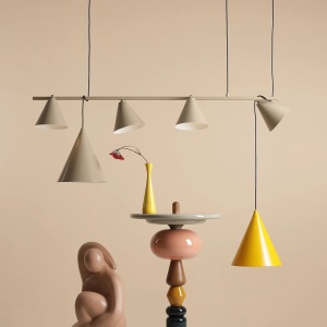 LUSTRA FORM, 4 BRATE, 115 CM, BEJ, DIN METAL, STIL MODERN - Img 3