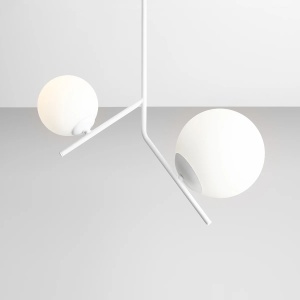LUSTRA GALLIA, 2 BRATE, 65 CM, ALBA, DIN STICLA SI METAL, STIL MODERN