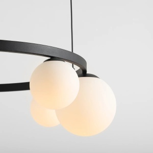 LUSTRA GARDA, 5 BRATE, 120 CM, ALB/NEGRU, DIN STICLA SI METAL, STIL MODERN - Img 2