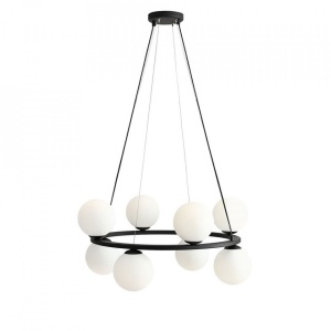LUSTRA KRONE, 8 BRATE, 110 CM, NEGRU/ALB, DIN STICLA SI METAL, STIL MODERN