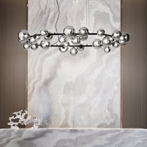 LUSTRA PERLAGE SP30, NEGRU MAT/FUMURIU, DIN METAL SI STICLA, STIL MODERN - Img 2