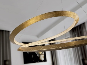 LUSTRA/PLAFONIERA ETERNITY, 97 CM, AURIU/TRANSPARENT, DIN METAL, ALUMINIU SI ACRIL, STIL MODERN - Img 2
