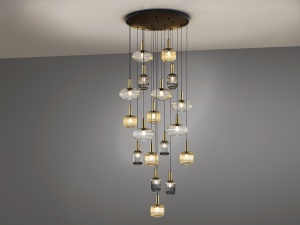 LUSTRA/PLAFONIERA NORMA, CU TELECOMANDA, 150/500 CM, MULTICOLORA, DIN METAL SI STICLA, STIL MODERN - Img 2