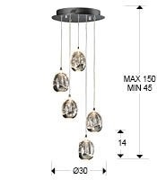 LUSTRA/PLAFONIERA ROCIO, 30 CM, CROM/TRANSPARENT, DIN STICLA SI METAL, STIL MODERN - Img 2