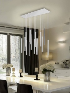 LUSTRA/PLAFONIERA VARAS, 82 CM, ALB MAT/CROM, DIN METAL SI ACRIL, STIL MODERN