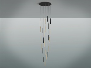 LUSTRA/PLAFONIERA VARAS, CU TELECOMANDA, 60/500 CM, NEGRU MAT/AURIU/OPAL, DIN METAL SI ACRIL, STIL MODERN - Img 4