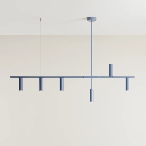 LUSTRA TREVO, 6 BRATE, 86 CM, ALBASTRA, DIN METAL, STIL MODERN