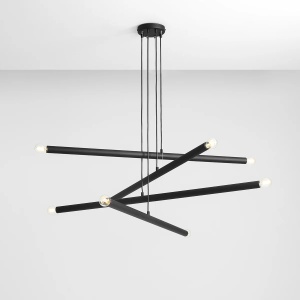 LUSTRA TUBO 8, 4 BRATE, 105 CM, NEAGRA, DIN METAL, STIL MODERN