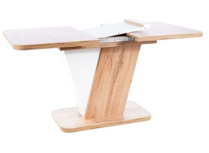 MASA DINING EXTENSIBILA CROCUS, 120/160 CM, STEJAR WOTAN/ALB MAT, DIN PAL LAMINAT, STIL MODERN - Img 8