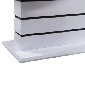 MASA DINING EXTENSIBILA MEDAN, ALB STRALUCITOR/NEGRU, STIL MODERN, TK - Img 3