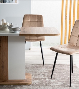 MASA DINING EXTENSIBILA NEXT, 110/153 CM, STEJAR ATISAN/ALB MAT, DIN PAL LAMINAT, STIL MODERN - Img 4