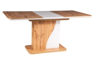 MASA DINING EXTENSIBILA SYRIUSZ, 120/160 CM, STEJAR WOTAN/ALB MAT, DIN PAL LAMINAT, STIL MODERN - Img 6
