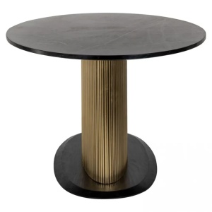 MASA DINING OVALA IRONVILLE, 235 CM, EFECT DE MARMURA NEAGRA/AURIU ANTICHIZAT, DIN MARMURA SI METAL, RICHMOND INTERIORS - Img 2