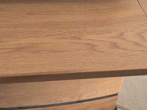 MASA EXTENSIBILA LEONARDO, 140/180 CM, STEJAR/NEGRU, DIN MDF SI STICLA SECURIZATA, STIL MODERN - Img 4