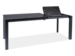 MASA EXTENSIBILA METROPOL, 120/180 CM, EFECT DE MARMURA NEAGRA/NEGRU MAT, DIN STICLA SECURIZATA, CERAMICA SI METAL, STIL MODERN - Img 5