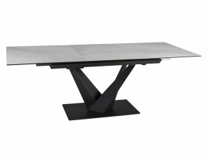 MASA EXTENSIBILA SORENTO, 160/220 CM, EFECT DE MARMURA ALBA/NEGRU MAT, DIN STICLA SECURIZATA, CERAMICA SI METAL, STIL MODERN - Img 2